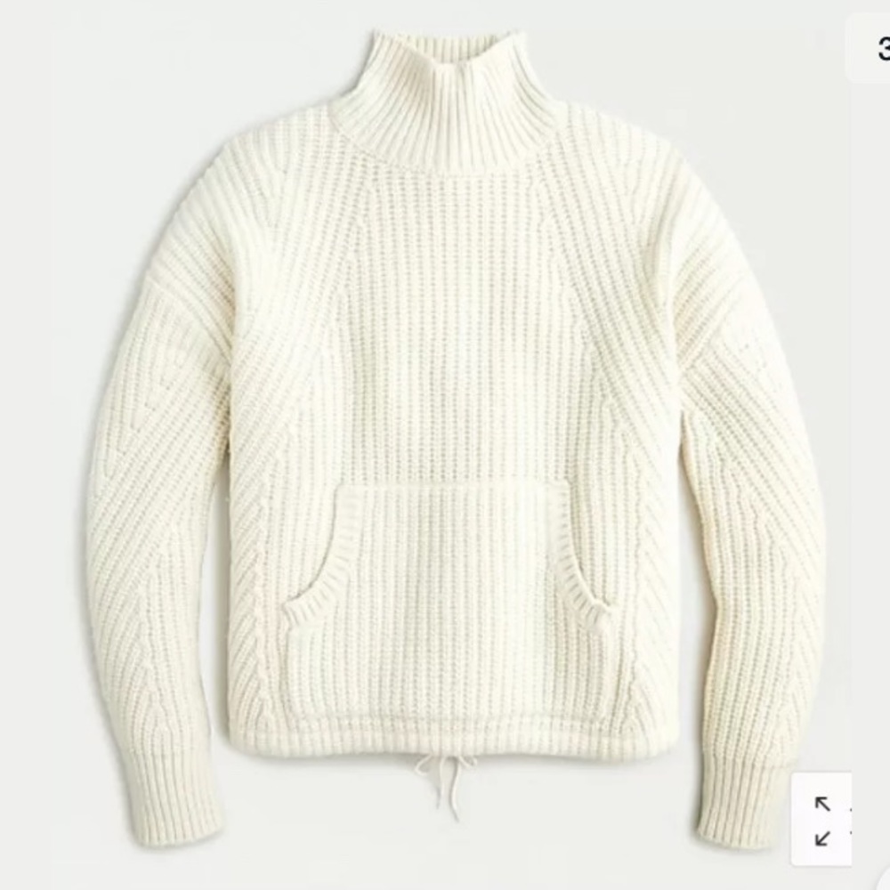 J Crew Front-Pocket Ivory Turtleneck Sweater